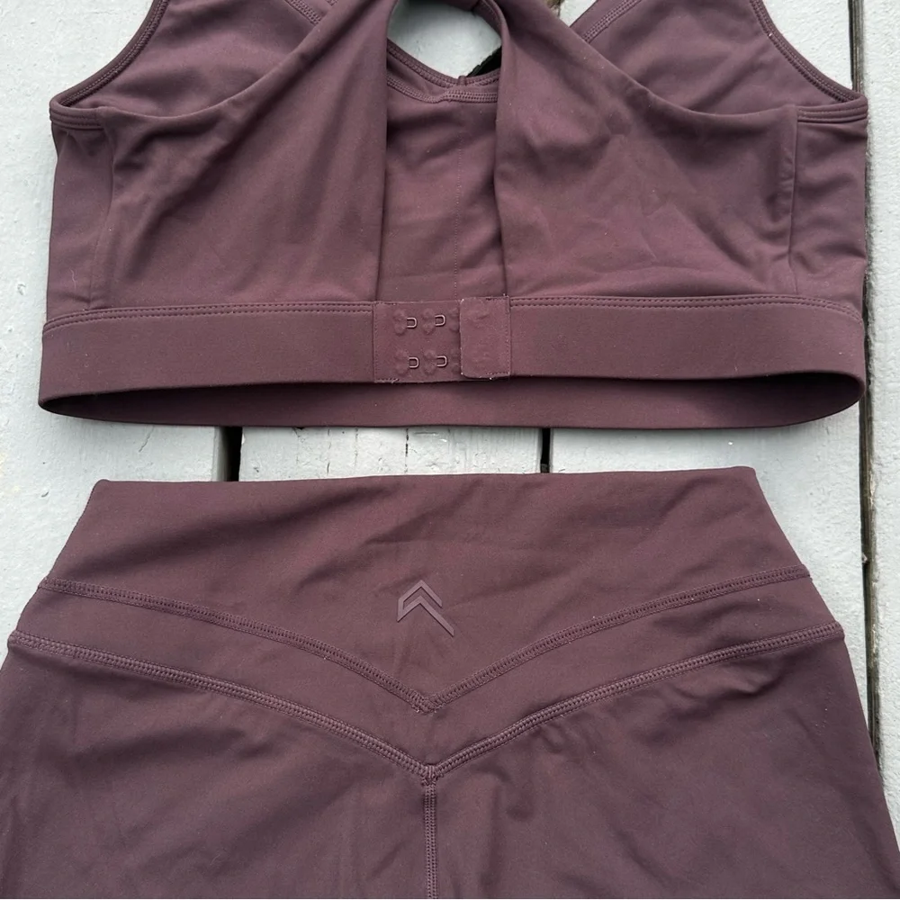 Oner Active Women's Athletic Shorts and Top Set Large Brown Active Matching Set - Picture 4 of 6